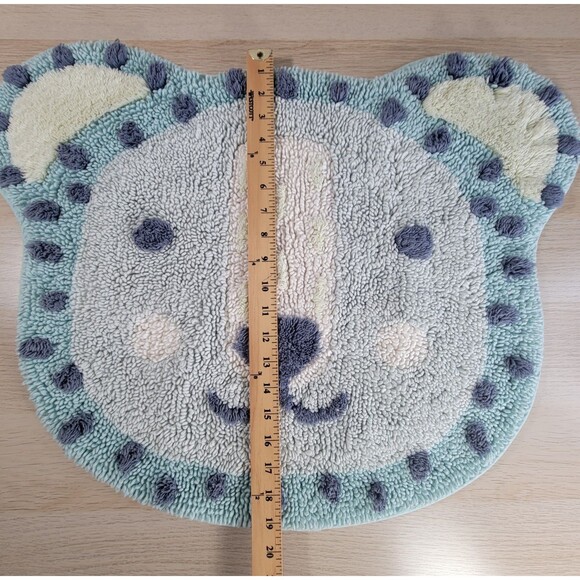 Pottery Barn Kids Bear Throw Rug 25" x 20" Cotton Bath Mat Blue PBK Washable - Picture 6 of 6